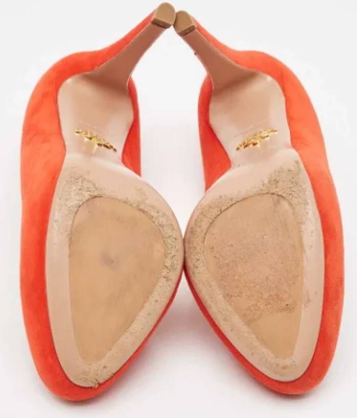 Prada Vintage Pre-owned Suede heels Orange Dames