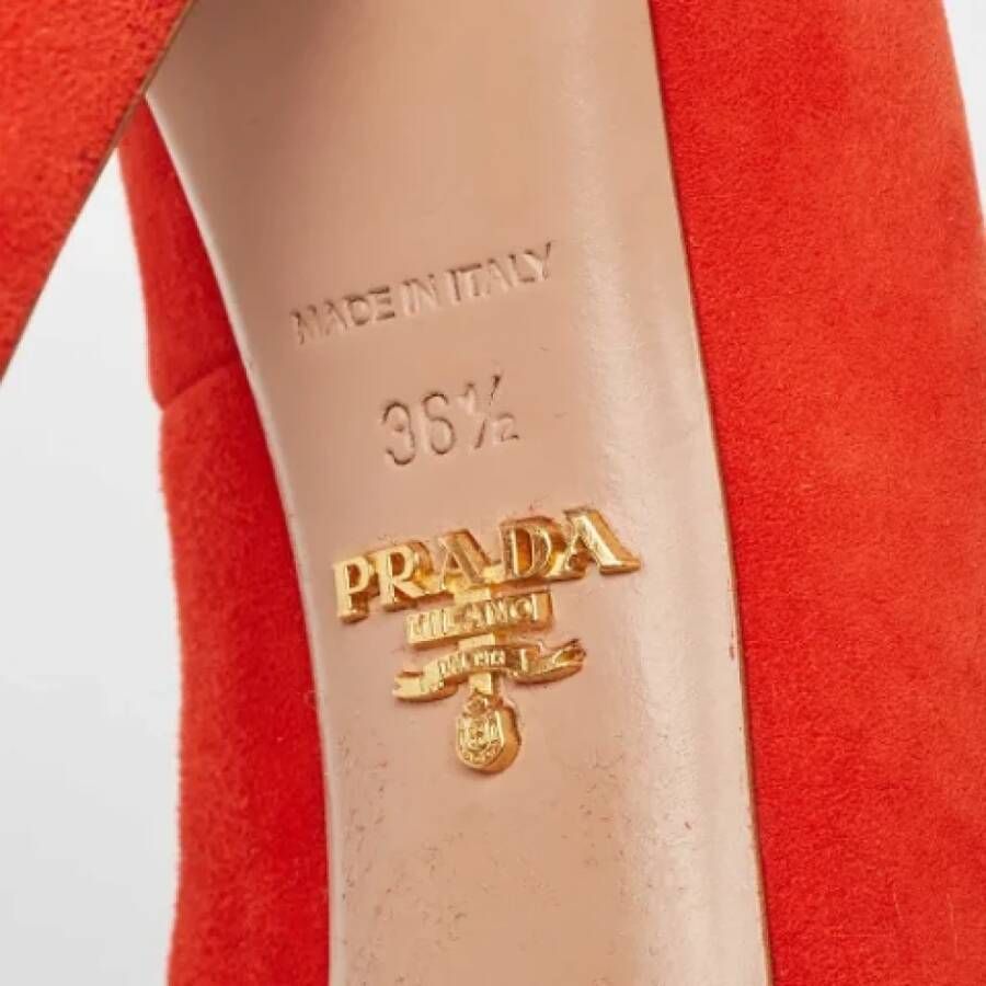 Prada Vintage Pre-owned Suede heels Orange Dames