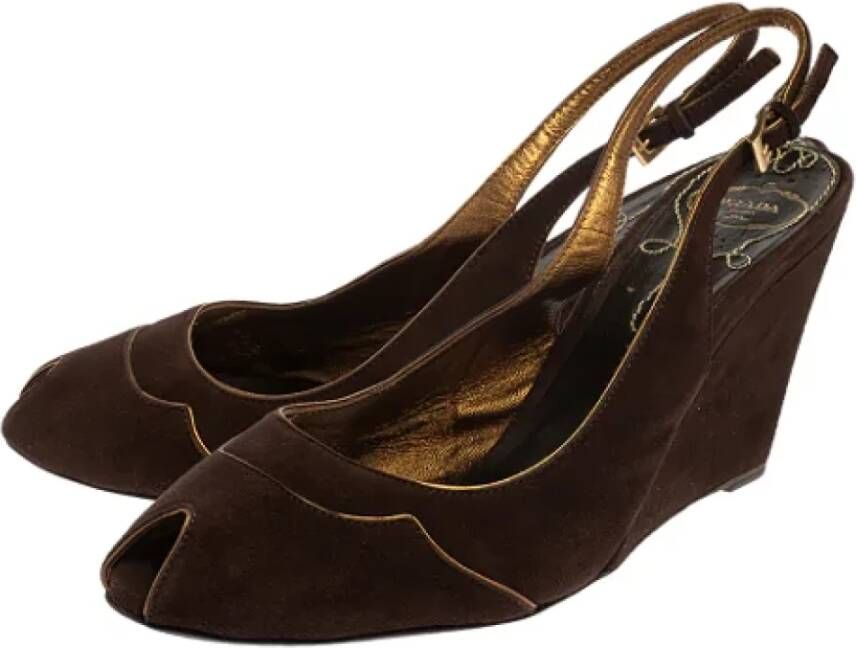 Prada Vintage Pre-owned Suede sandals Brown Dames