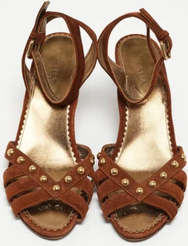 Prada Vintage Pre-owned Suede sandals Brown Dames