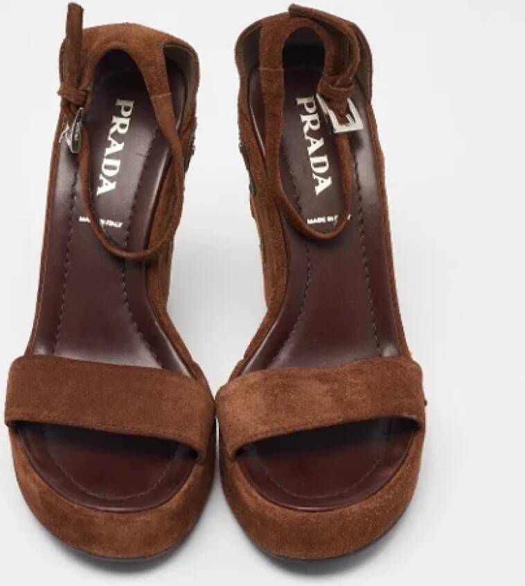 Prada Vintage Pre-owned Suede sandals Brown Dames