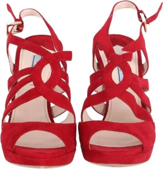 Prada Vintage Pre-owned Suede sandals Red Dames