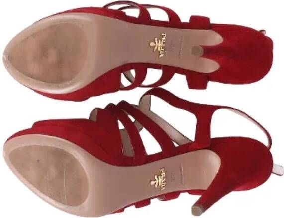 Prada Vintage Pre-owned Suede sandals Red Dames