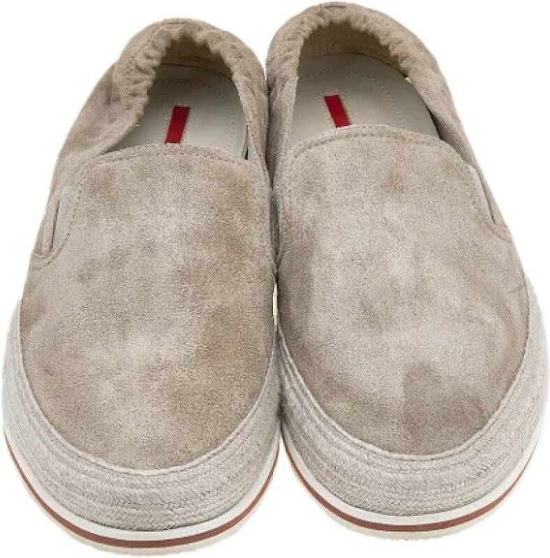 Prada Vintage Pre-owned Suede sneakers Beige Dames