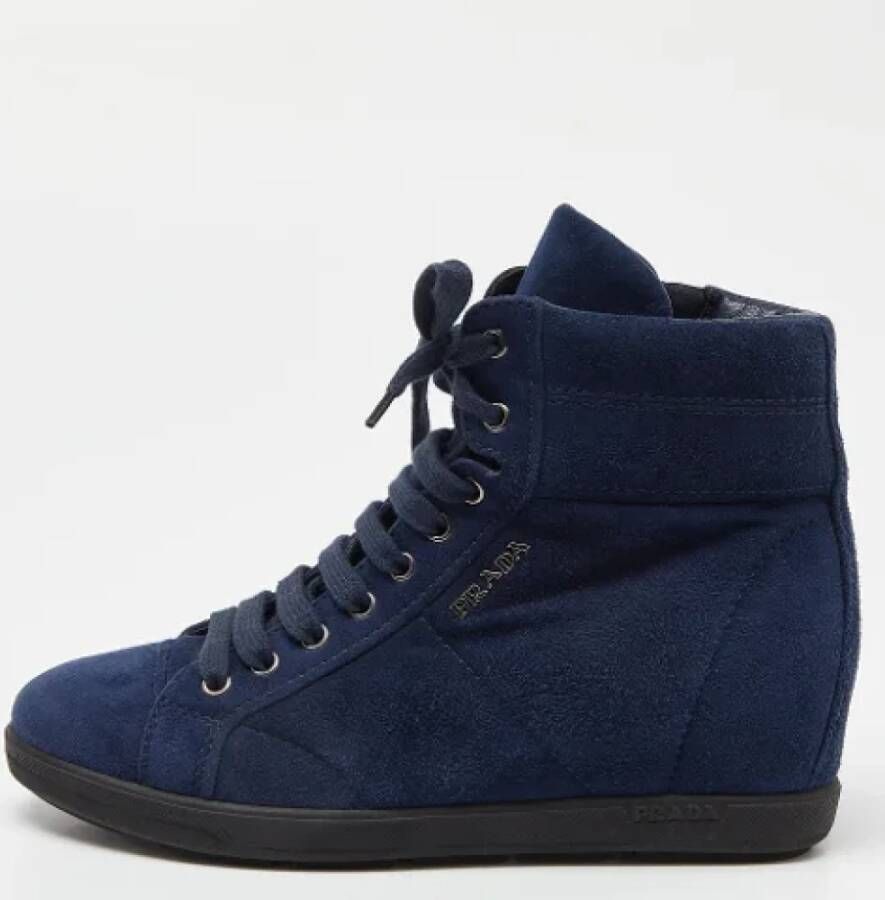 Prada Vintage Pre-owned Suede sneakers Blue Dames