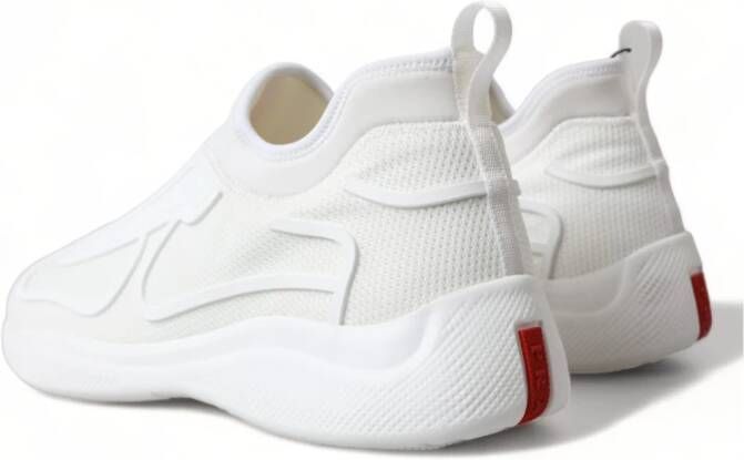 Prada Witte Gebreide Sneakers met Logo Detail White Heren