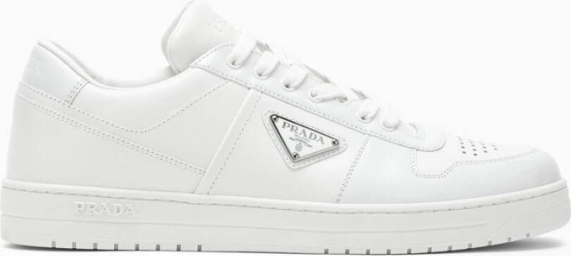 Prada Witte Leren Sneakers met Logo Detail White Heren