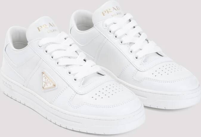 Prada Witte Veterschoenen van Leer White Dames