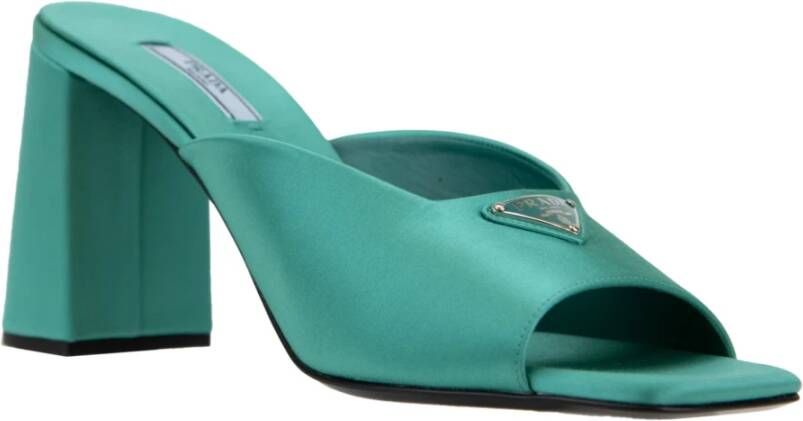 Prada Zilveren Hardware Instap Sandalen Green Dames