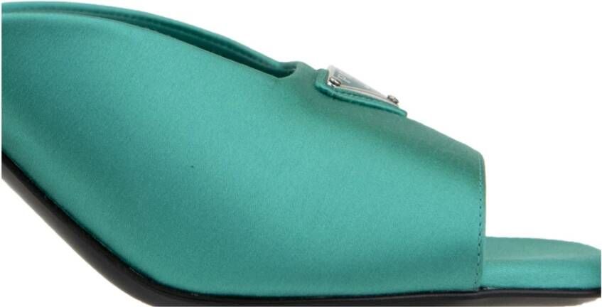 Prada Zilveren Hardware Instap Sandalen Green Dames