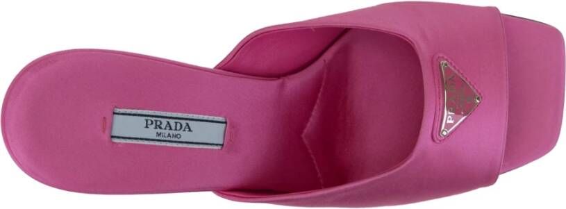 Prada Zilveren Hardware Instap Sandalen Pink Dames