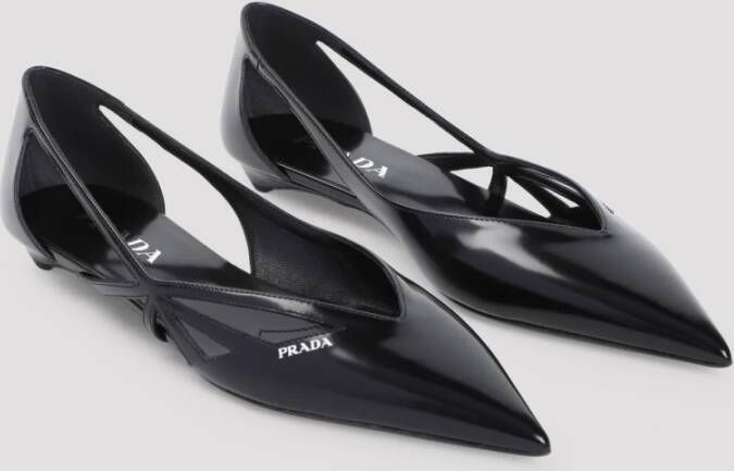 Prada Zwarte Ballerina's Schoenen Elegante Stijl Black Dames