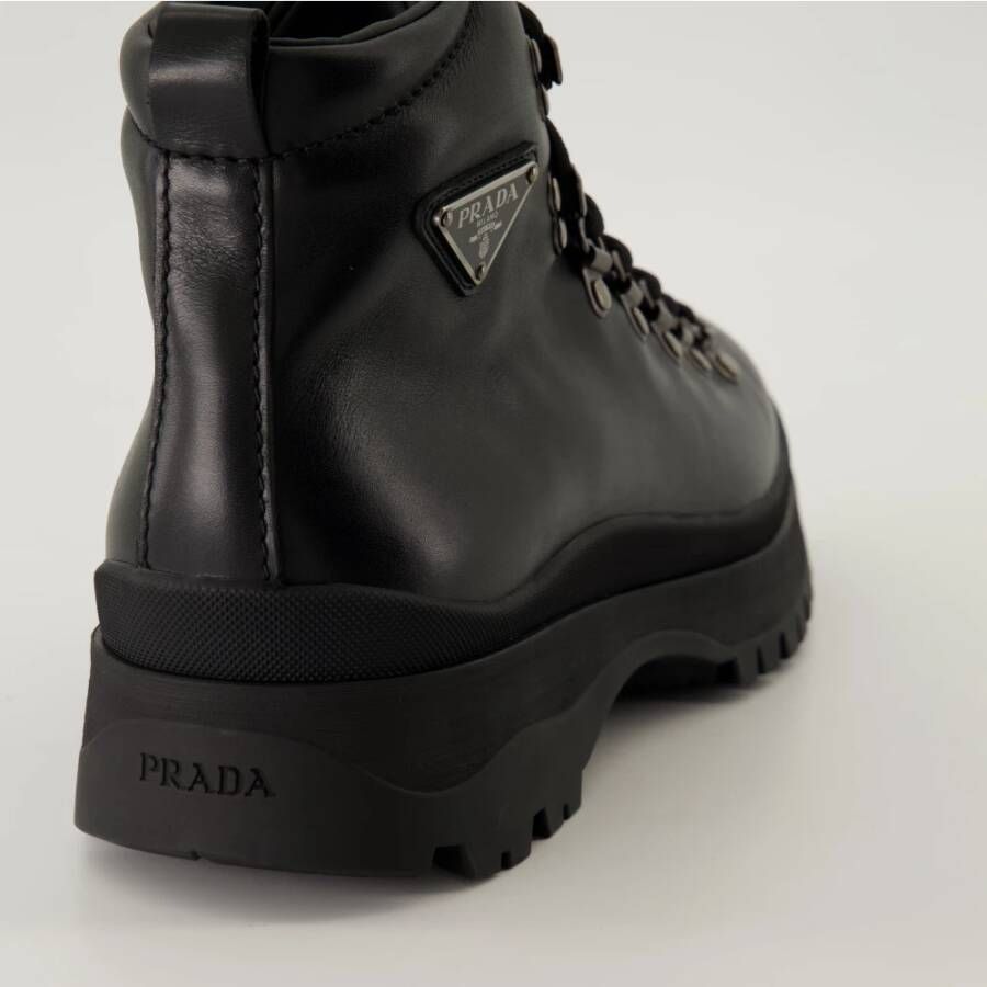 Prada Zwarte Leren Laarzen Brixen Collectie Black Heren