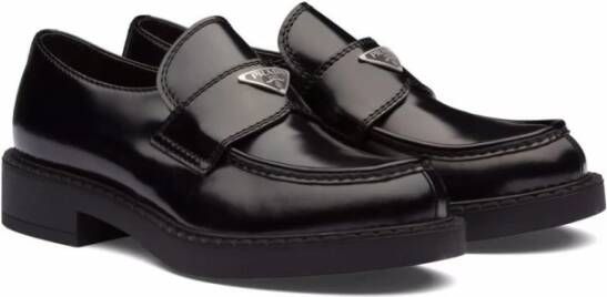 Prada Zwarte Leren Loafers Black Heren