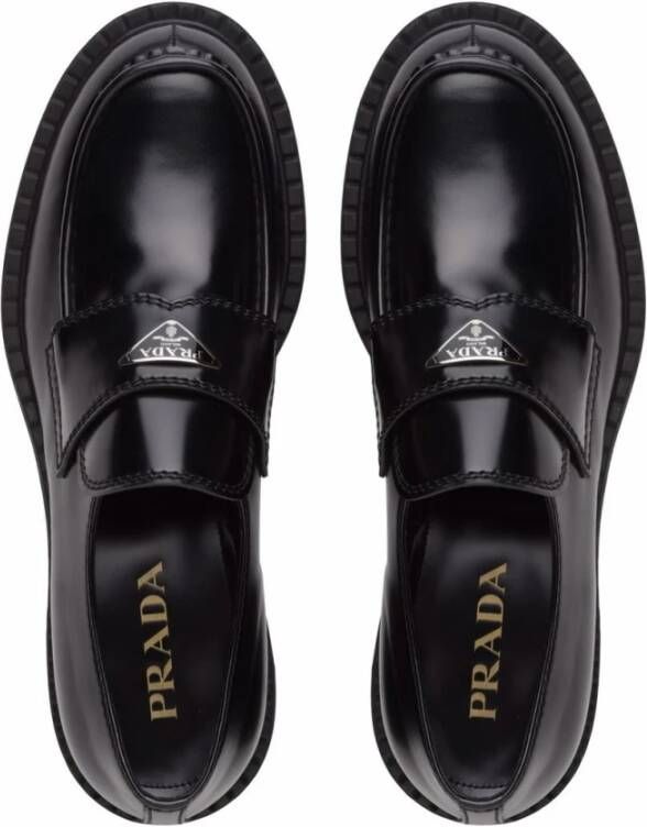 Prada Zwarte Leren Loafers Black Heren