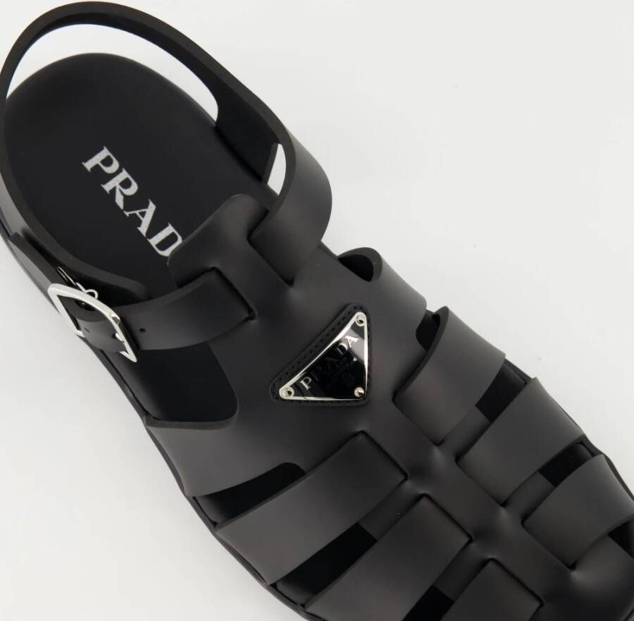 Prada Zwarte visserssandalen van rubber Black Heren