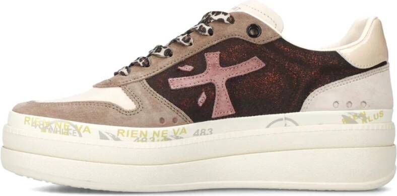 Premiata Beige Glitter Sneakers met Leren Hak Multicolor Dames