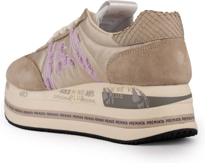 Premiata Beige Leren en Stoffen Sneakers Beige Dames