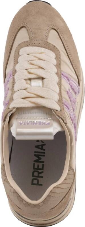 Premiata Beige Leren en Stoffen Sneakers Beige Dames