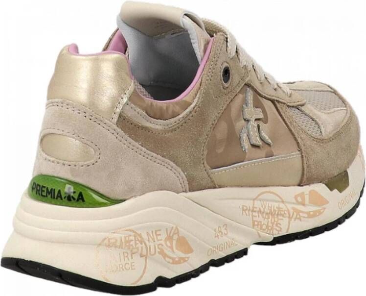 Premiata Beige Leren en Technische Stof Sneakers Beige Dames