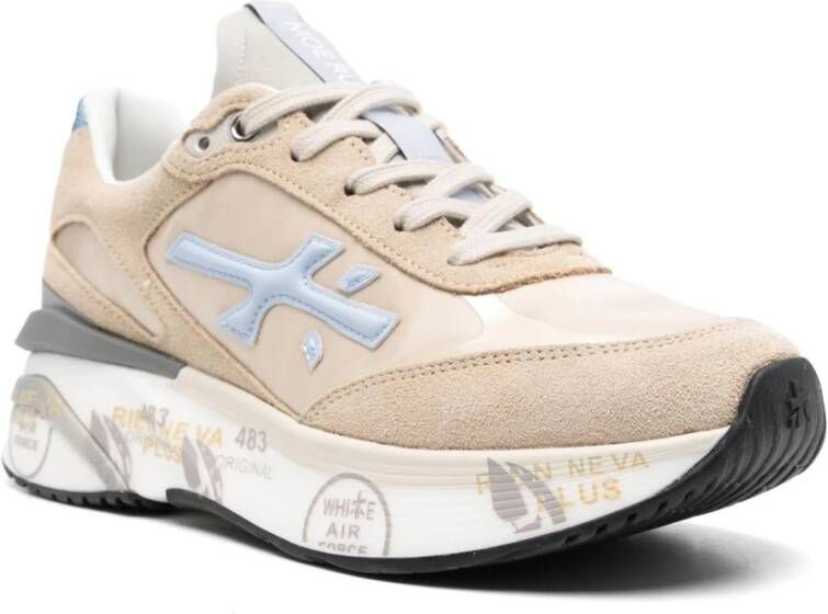 Premiata Beige Mesh Sneakers met Gouden Logo Beige Dames