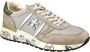 Premiata Logo Sneakers Suède Rubberen Zool Canvas Beige Heren - Thumbnail 2