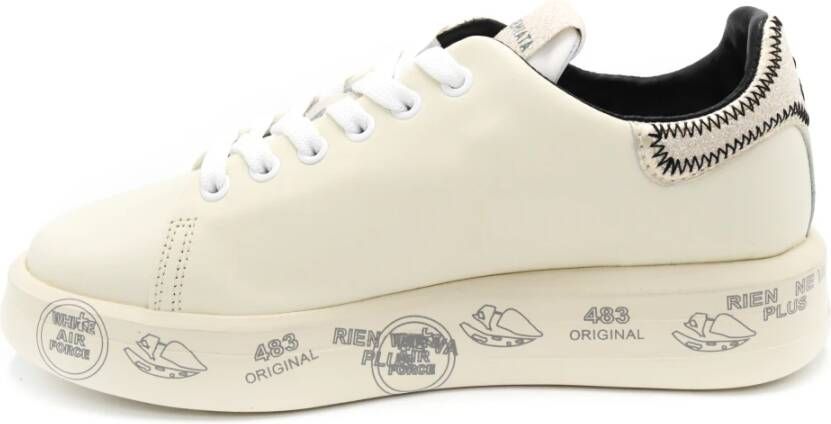 Premiata Beige Sneakers met Leren en Stoffen Voering Beige Dames