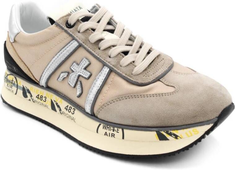 Premiata Beige Sneakers met Leren Voering en Rubberen Zool Beige Dames