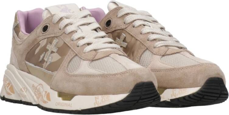 Premiata Beige Sneakers met Suède en Stof Beige Dames