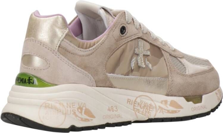 Premiata Beige Sneakers met Suède en Stof Beige Dames