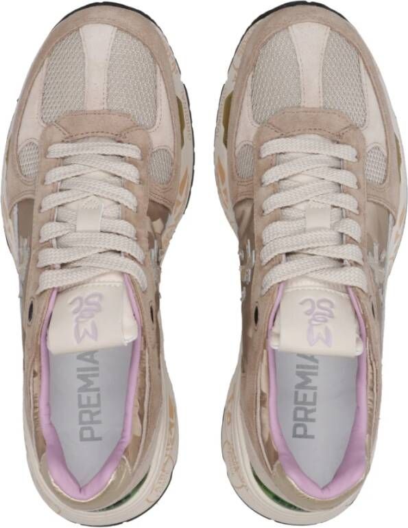 Premiata Beige Sneakers met Suède en Stof Beige Dames