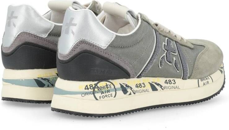 Premiata Beige Stof en Suède Sneaker Gray Dames