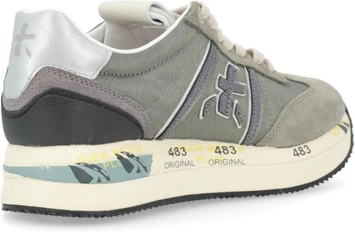 Premiata Beige Stof en Suède Sneaker Gray Dames