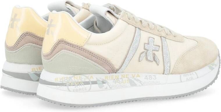 Premiata Beige suède en stoffen sneaker Conny 6671 Multicolor Dames