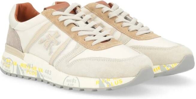 Premiata Beige Suède en Technische Stof Sneaker White Heren