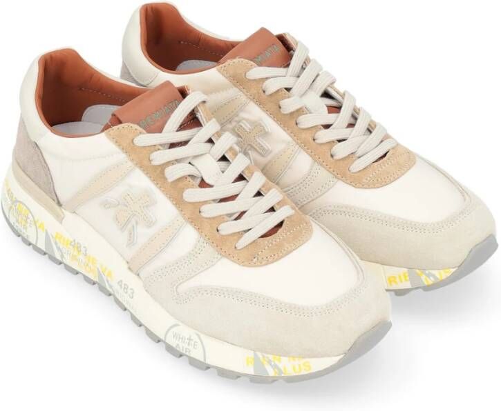 Premiata Beige Suède en Technische Stof Sneaker White Heren