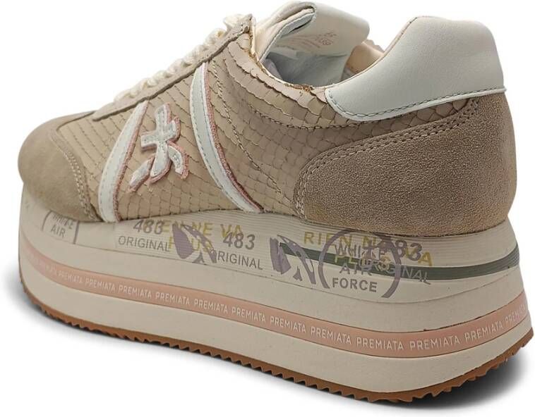 Premiata Beige Suède Python Sneakers Platform Beige Dames