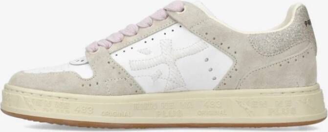 Premiata Beige Suède Sneakers met Witte Leren Details Beige Heren