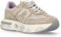 Premiata Beige Witte Sneakers Ronde Neus Vetersluiting Beige Dames - Thumbnail 3