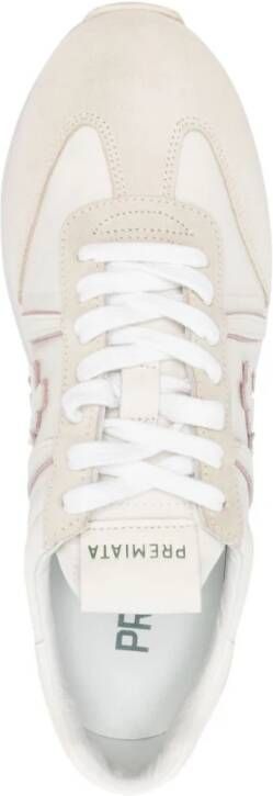 Premiata Hoge Top Sneakers in Wit Nylon en Suède White Heren