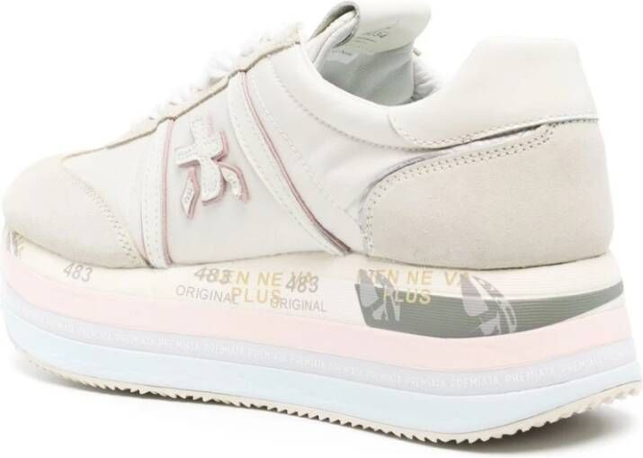 Premiata Hoge Top Sneakers in Wit Nylon en Suède White Heren