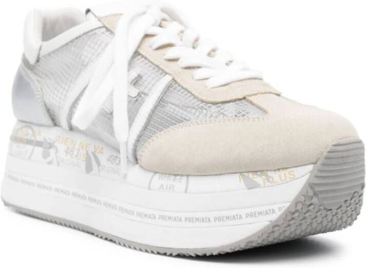 Premiata Platform Sneakers met Semi-Transparant Net Gray Dames