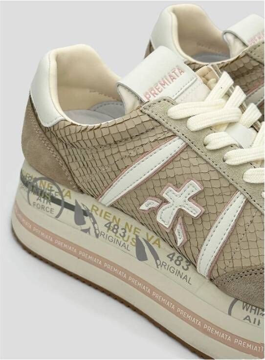 Premiata Beth Slangenhuid Sneaker Beige Dames