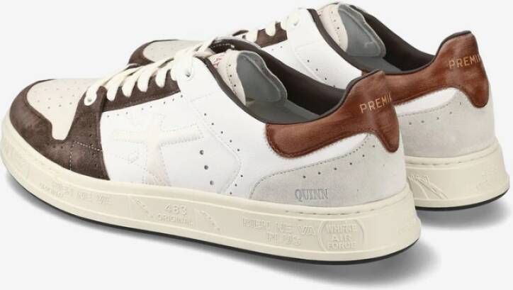 Premiata Bi-Color Wit Bruin Leren Sneakers White Heren