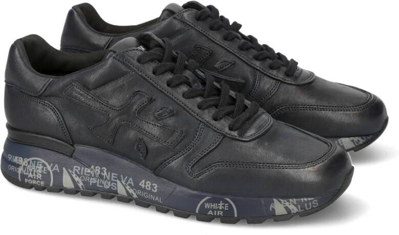 Premiata Blauw Leren Sneakers Verhogen Stijl Black Heren