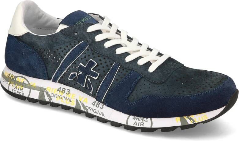 Premiata Blauwe Geperforeerde Suède Eric Sneakers Blue Heren