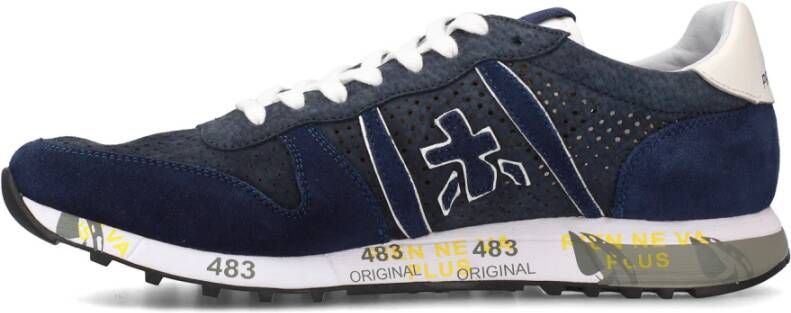 Premiata Blauwe Geperforeerde Suède Eric Sneakers Blue Heren