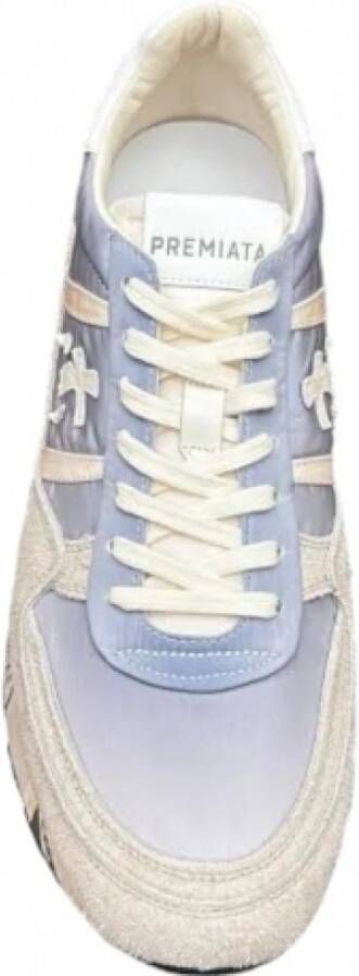 Premiata Blauwe Nylon Landeck Sneakers Zand Suède Blue Heren