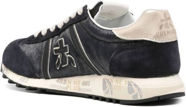 Premiata Blauwe Panel Sneakers met Lurex Details Blue Dames