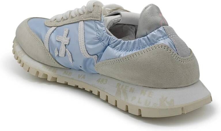 Premiata Blauwe Platte Schoenen met Paneeldesign Blue Dames